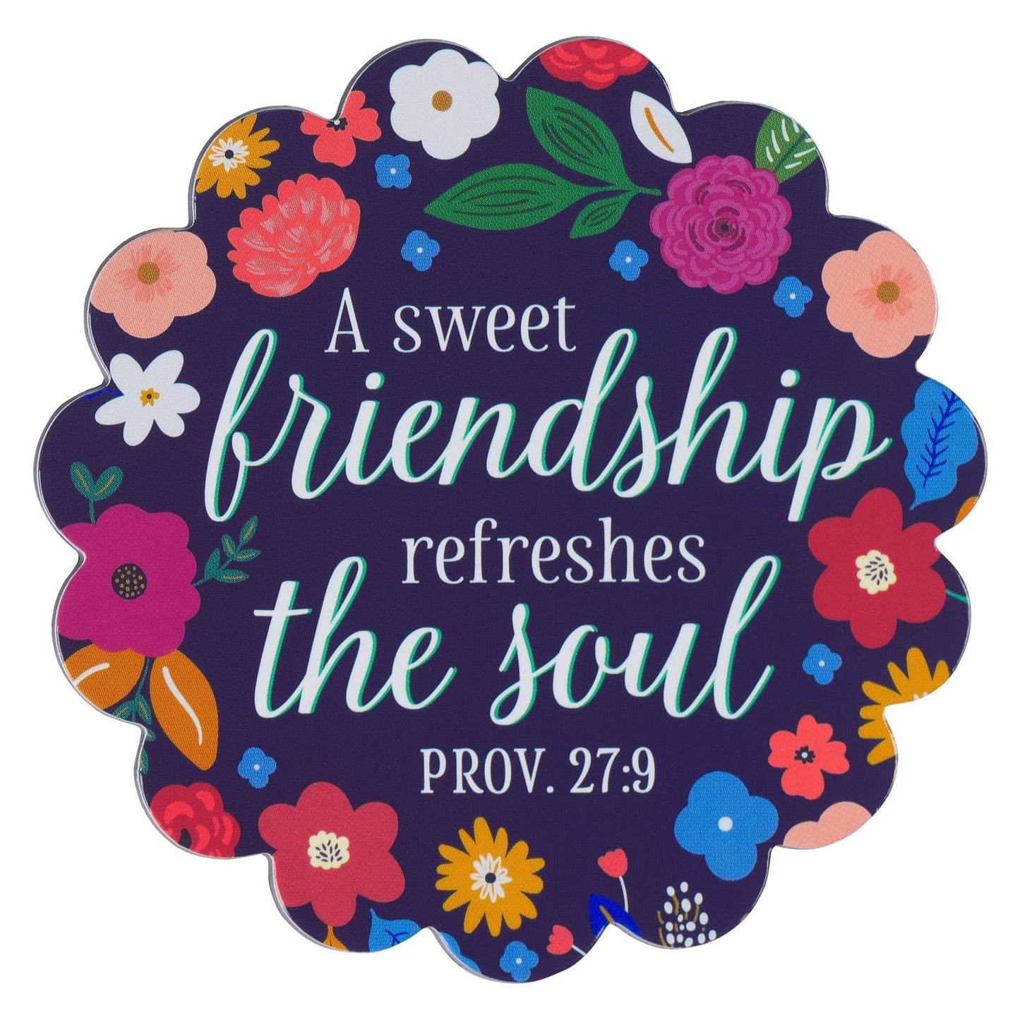 Magnet Blue Floral Sweet Friendship Prov. 27:9