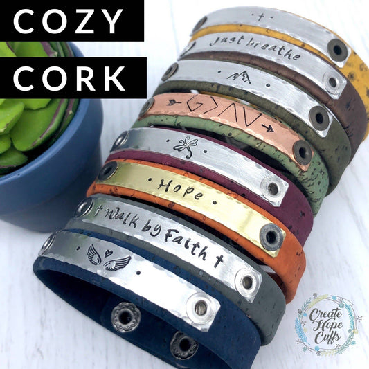 Cozy CORK Skinny Bracelet, Vegan, ECO friendly, 5 colors