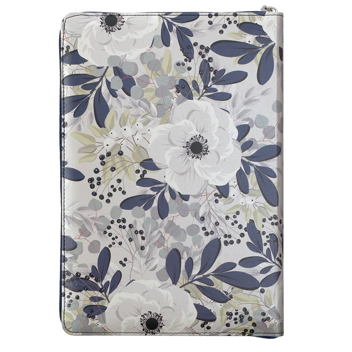 Blue Pearlized Floral Faux Leather King James Bible - Adult