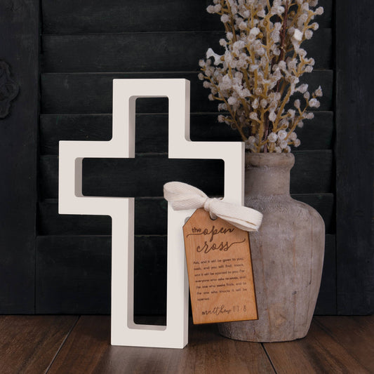 Open Cross Tabletop Cross (White)