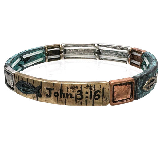 John 3:16 Small Rustic Patina Bracelet