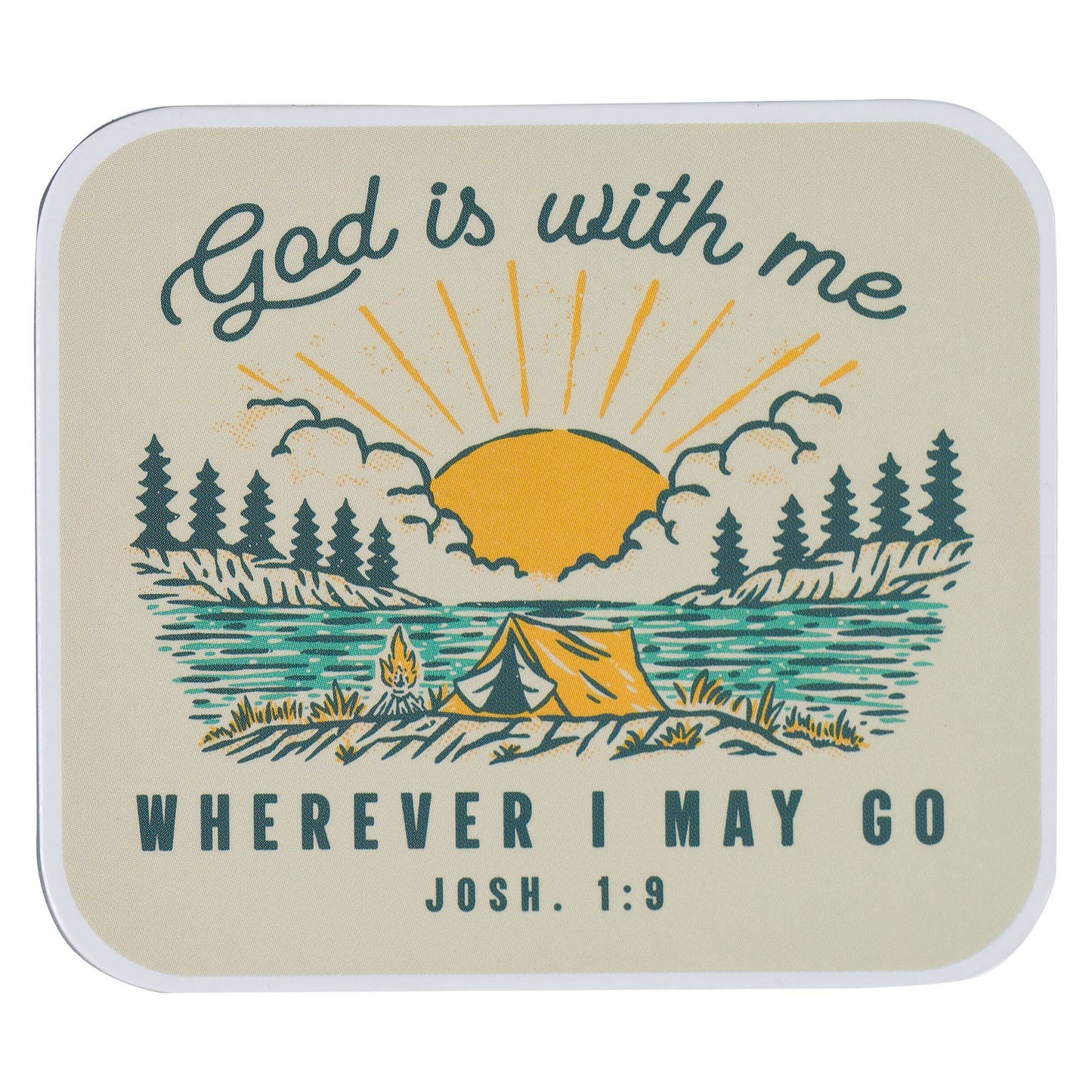 Magnet Cream Camping God is With Me Josh. 1:9