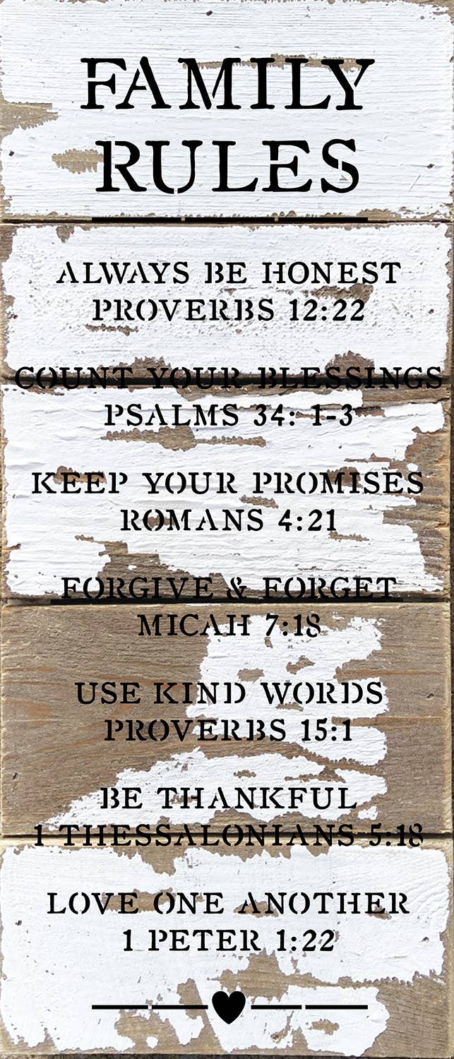 Family Rules Religious / 14"x6" Wood Sign