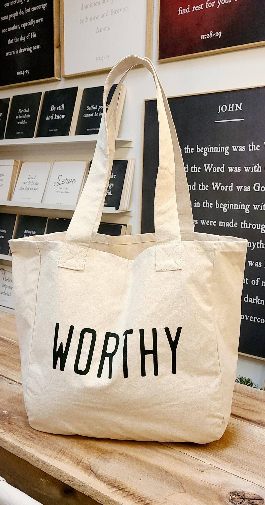 Large Tote Bags | Love God | Worthy Lamb | 33AD